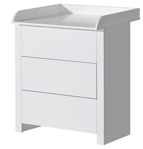 ATB Basic Wickelkommode mit Schubladen mit Wickelaufsatz Farbe Weiß