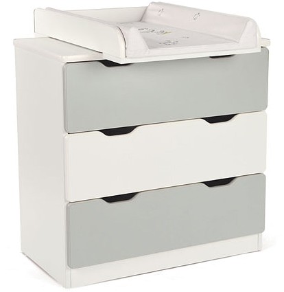 Tomi Wickelkommode 3 Schubladen mit Wickelaufsatz / Farbe Weiß/grau