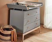 Leander Luna chest of drawers with changing table grey/oak - Click Image to Close