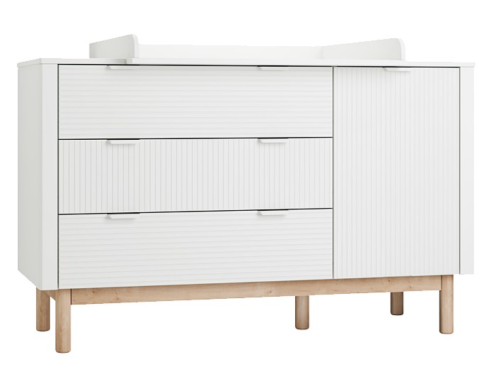 Pinio Miloo chest of 3 drawers 1 door with changing table white white
