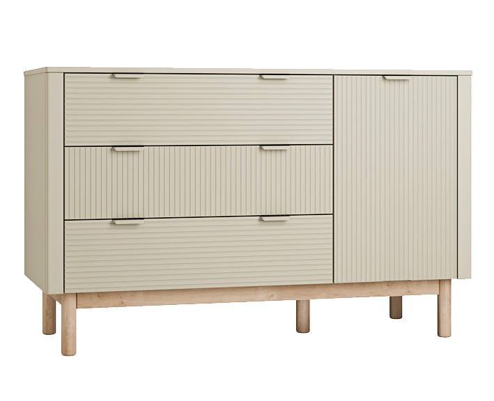 Pinio Miloo chest of 3 drawers 1 door champagne
