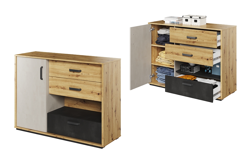 Lenart Qubic chest with 3 drawers and lighting QB-07