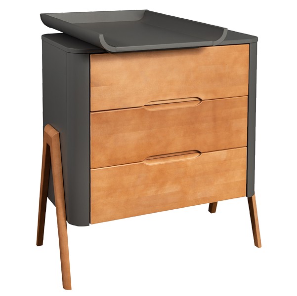 Troll Torsten chest of 3 drawers with changing table / colour seal grey/teak