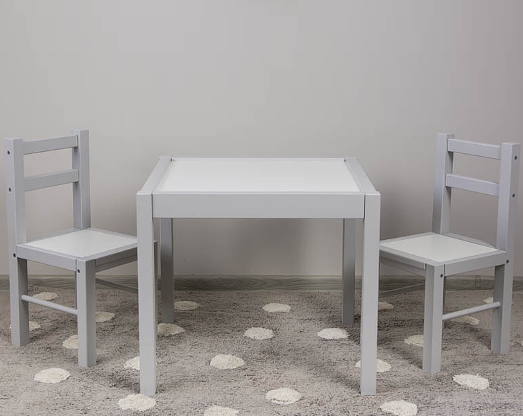 Drewex zestaw stolik + 2 krzesełka /szary.