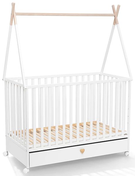 ATB Tipi Dreamy crib 120x60 with drawer and casters white