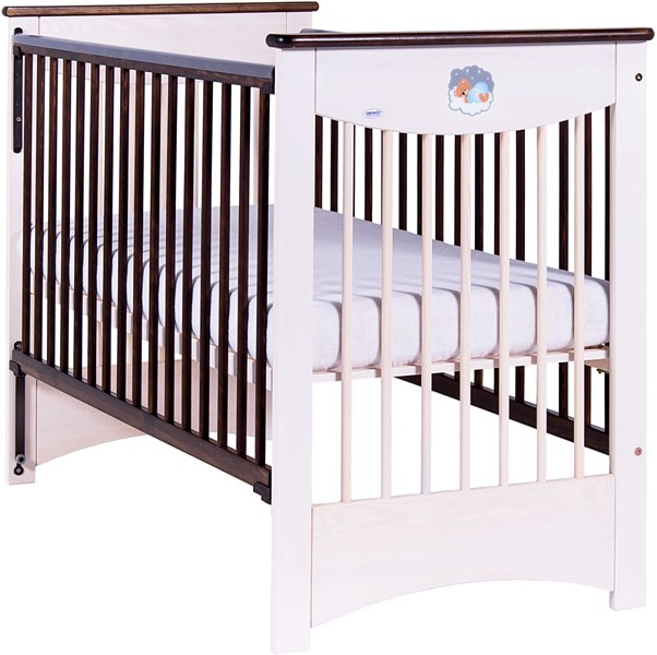 Drewex Mocca cot 120x60 with drop side / white transparent / chocolate