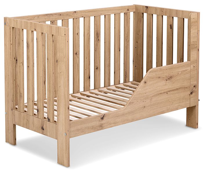 LittleSky by Klupś Amelia II crib with removable rungs + rail 120x60cm color oak