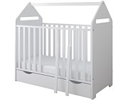 Pinewood House crib 120x60 with drawer and removable rungs white - Click Image to Close