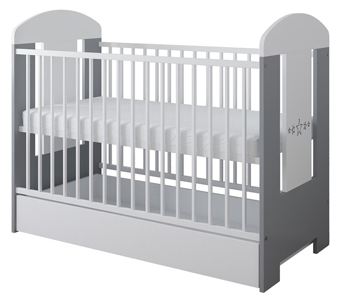 Pinewood Ptilou crib with drawer and removable rungs 120x60