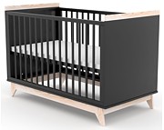 Skrzat Vigo Łóżeczko niemowlęce z barierką 120x60 kolor antracyt/naturalny - Kliknij na obrazek aby go zamknąć