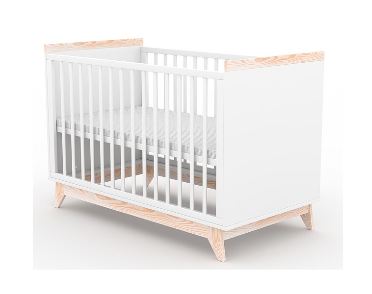 Skrzat Vigo Łóżeczko niemowlęce z barierką 120x60 kolor biały/naturalny