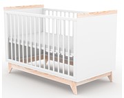 Skrzat Vigo Łóżeczko niemowlęce z barierką 120x60 kolor biały/naturalny - Kliknij na obrazek aby go zamknąć