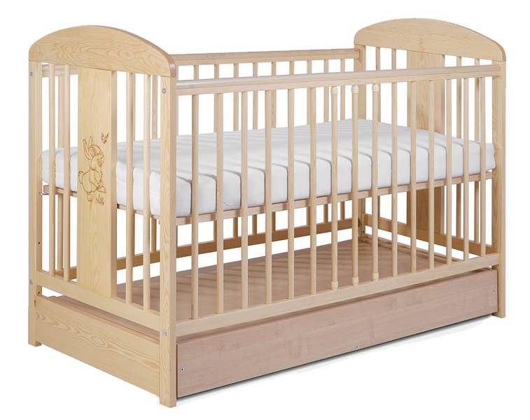Tomi 18 Crib 120x60 with drawer sosna