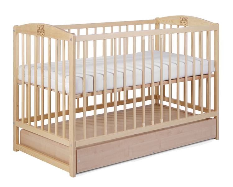 Tomi 7 Crib 120x60 with drawer sosna
