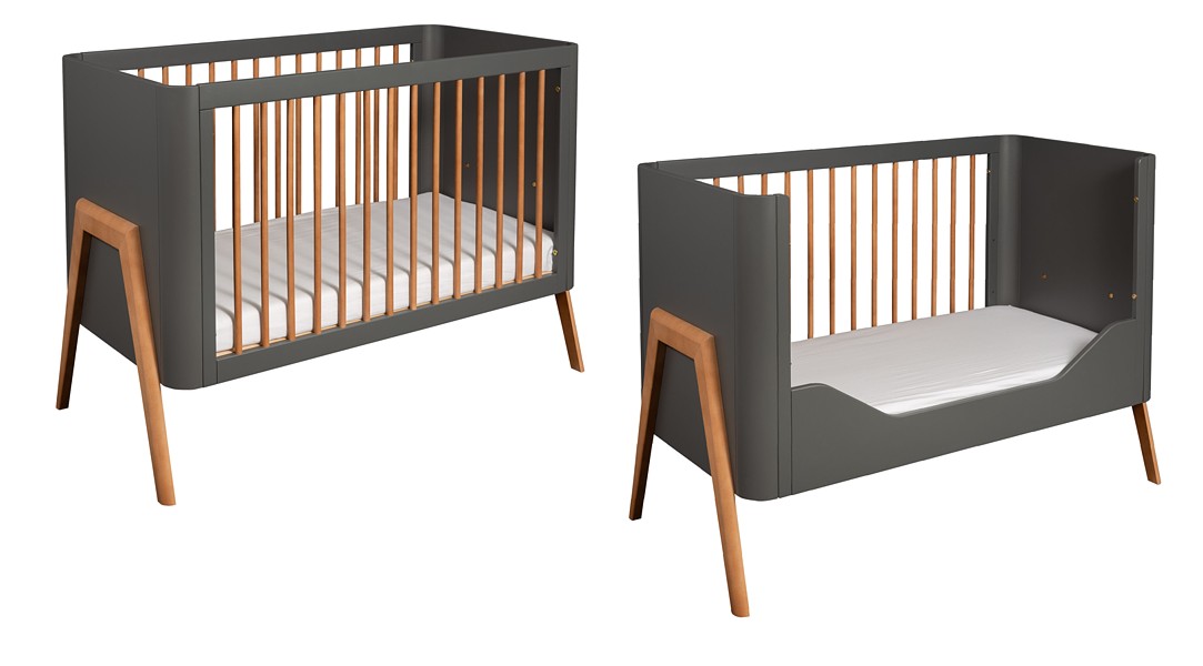 SALE! Troll Torsten crib 120x60 + toddler rail seal grey/teak from exposure, submitted 24H