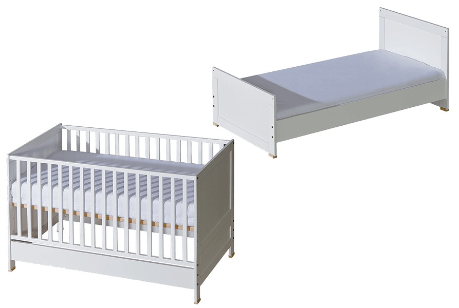 ATB Basic Babybett / junior Bett 140x70 Farbe Weiß