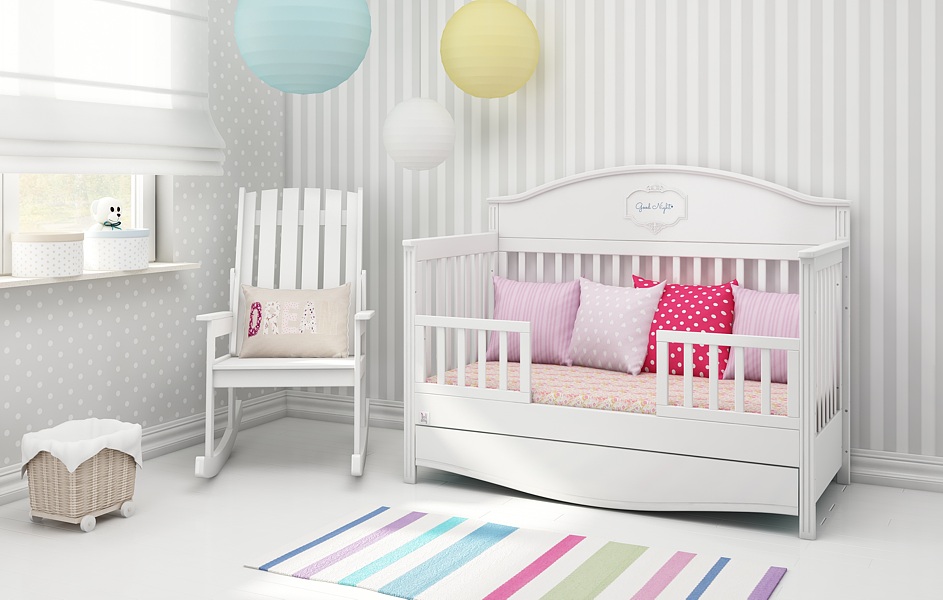 Bellamy Good Night crib 140x70 with drawer with sofa function / elegant white