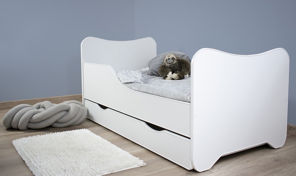 TopBeds Happy Kitty- white cot with drawer 140x70