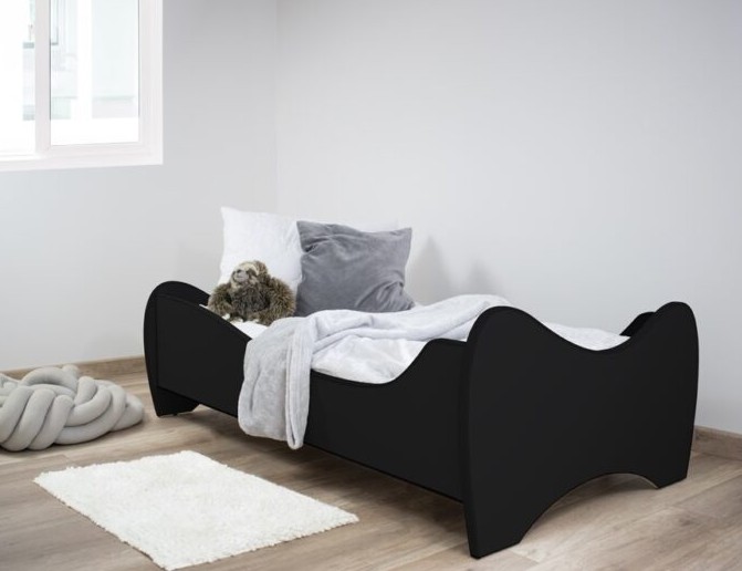 TopBeds Midi Farbe schwarz (Bett + Matratze) 140x70