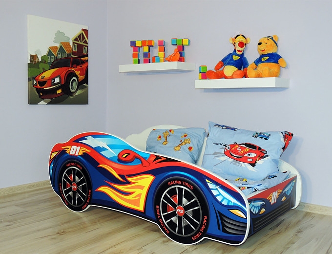 TopBeds Racing Car– Red Blue (bed + mattress) 140x70