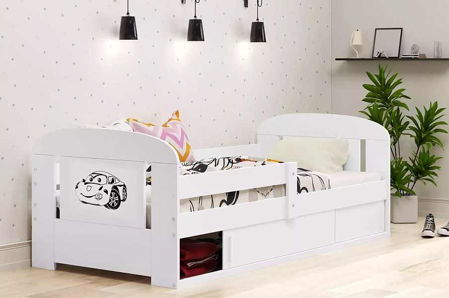 BMS Filip Single Bett mit Matratze (160x80cm) Weiß
