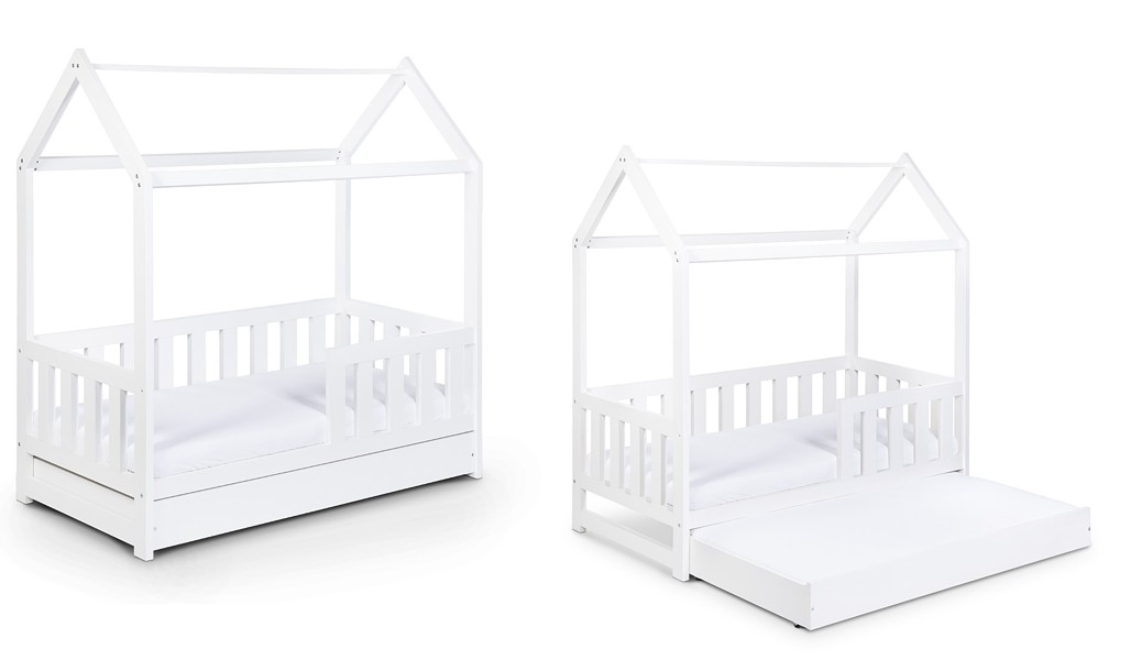 LittleSky by Klupś LIV łóżko domek 160x80 cm z szufladą z funkcję dodatkowego spania/ kolor Biały