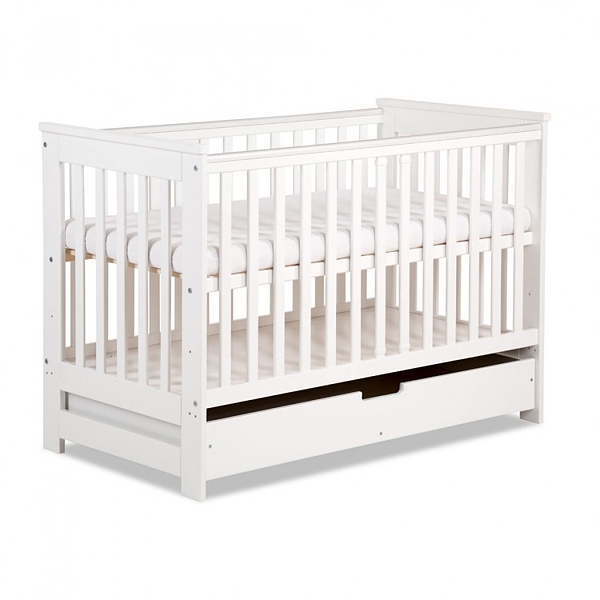 Klupś Iwo cot with drawer 120x60cm + railing / color white