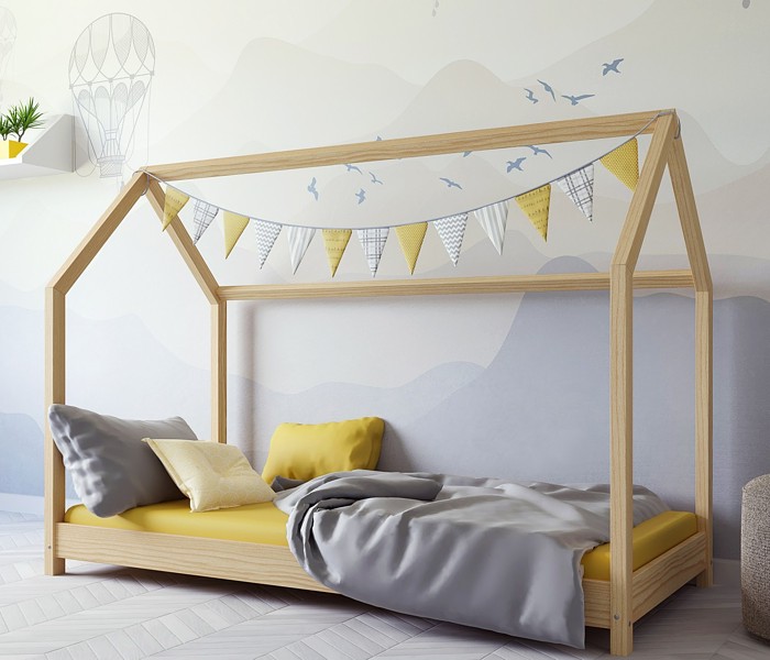 Kocot Kids Bella łóżko 180x80 w kształcie domku naturalne