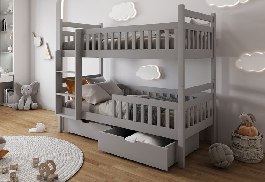 Meblobed Aleksander bunk bed (180x80cm) with 2 mattresses and drawers