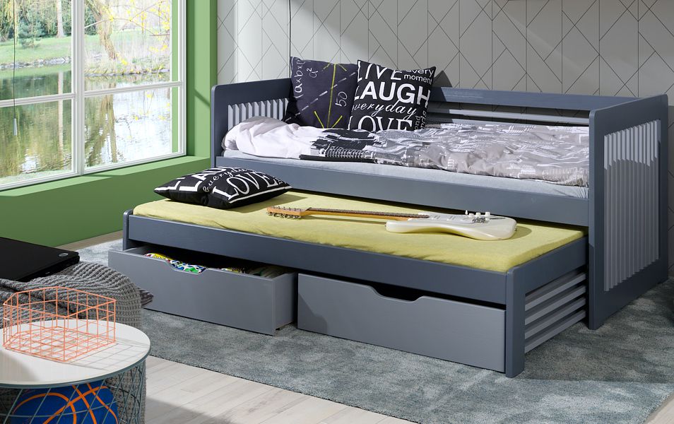 Meblobed Anatol trundle bed for siblings (180x80cm) with 2 mattresses and drawers