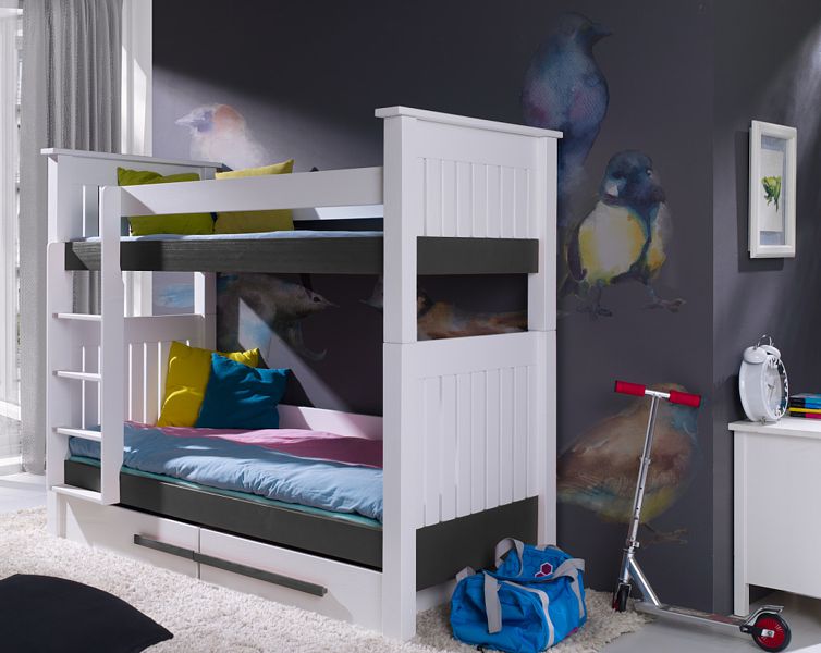 Meblobed Casimir bunk bed (180x80cm) with 2 mattresses and drawers