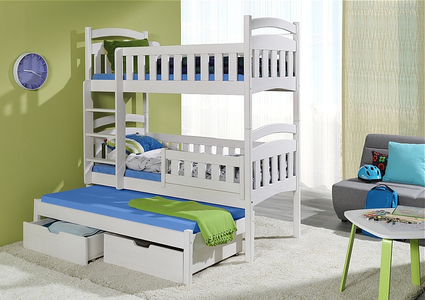 Meblobed Dominik III Bunk trundle bed (180x80cm) with 3 mattresses and drawers
