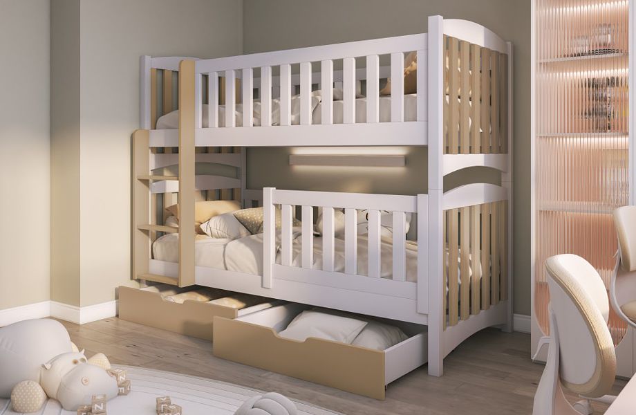 Meblobed Nathan bunk bed (180x80cm) with 2 mattresses and drawers