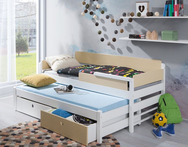 Meblobed Natu I trundle bed for siblings (180x80cm) with 2 mattresses and drawers