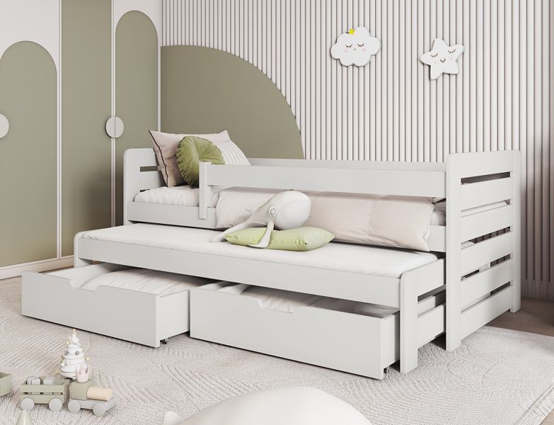 Meblobed Tomasz II trundle bed for siblings (180x80cm) with 2 mattresses and drawers
