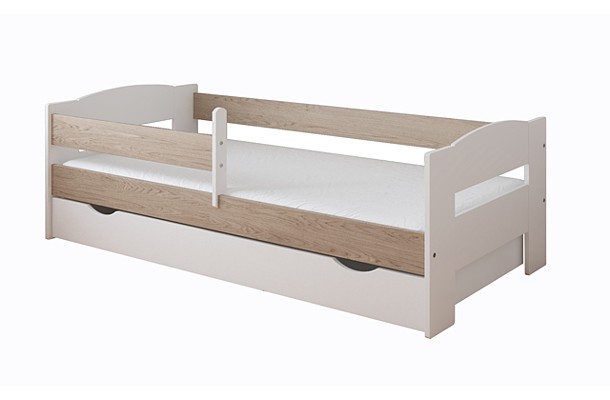 Pinewood Adaś łóżeczko z szufladą i barierką 180x80 + materac piankowy
