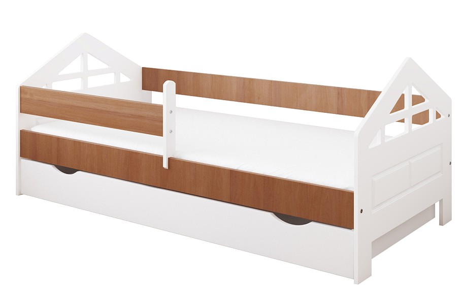 Pinewood Ala crib with drawer and guard rail 160x80 + foam mattress