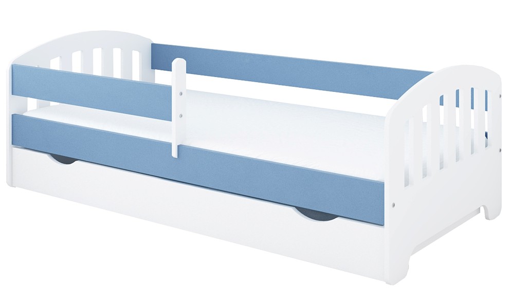 Pinewood Classic łóżeczko z szufladą i barierką 180x80 + materac piankowy