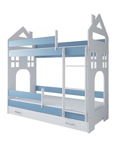 Pinewood Domek II łóżko piętrowe z szufladą 180x80 + 2 materace piankowe