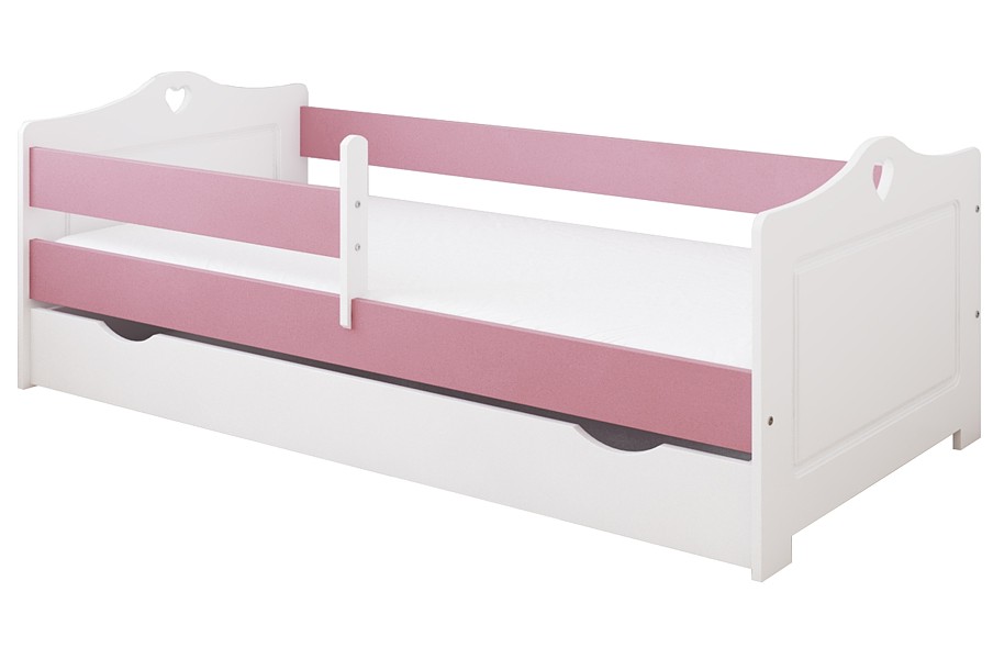 Pinewood Emma łóżko z szufladą i barierką 180x80 + materac piankowy