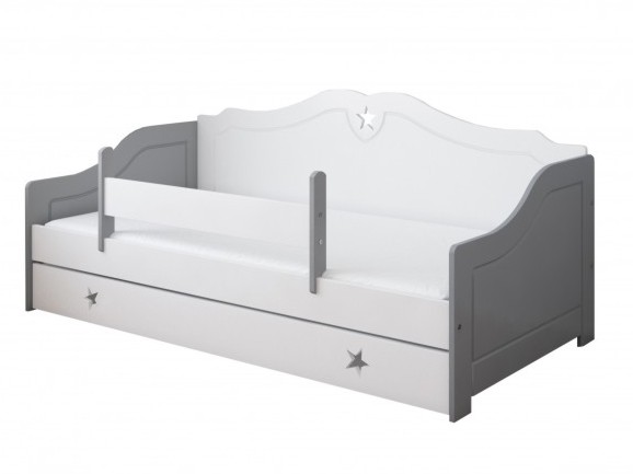 Pinewood Franio łóżko z szufladą i barierką 200x90 + materac piankowy