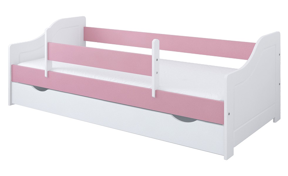 Pinewood Lili łóżko z szufladą i barierką 180x80 + materac piankowy