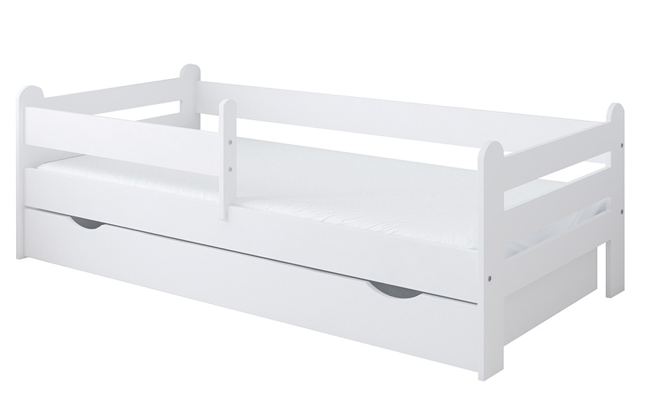 Pinewood Rysio łóżko z szufladą i barierką 180x80 + materac piankowy