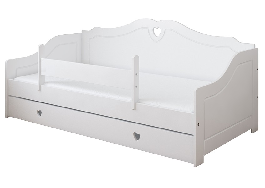 Pinewood Zuzia łóżko z szufladą i barierką 200x90 + materac piankowy