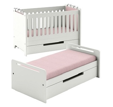 Timoore Simple cot convertible to junior bed 140x70cm with drawer