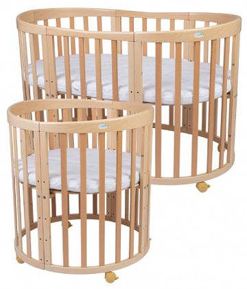 Waldin oval crib with mattress 7in1 78x128cm natural