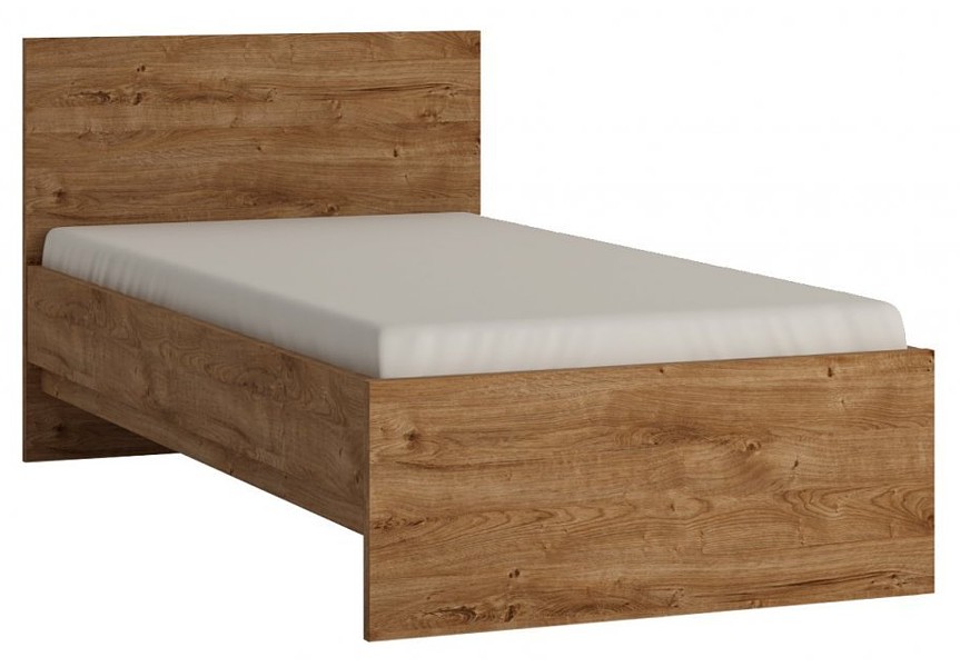Meble Wójcik Fribo łóżko ze stelażem 90 Dąb Ribbeck Złoty (206,2cm x 96,9cm x 85cm) FRIZ01 / MWSD01