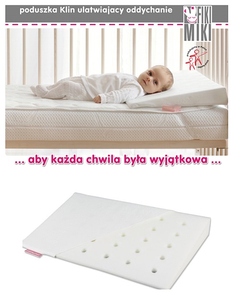 Fiki Miki Poduszka Klin PK2 antyalergic covers /ułatwiający oddychanie 60x38cm/ biało zielona