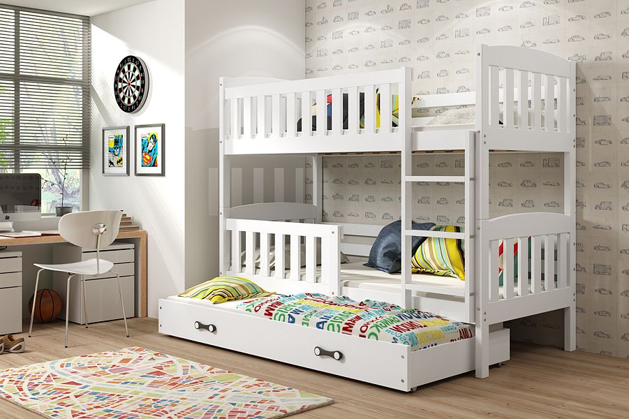 BMS Kubuś 3-person bunk bed (200x90cm) white