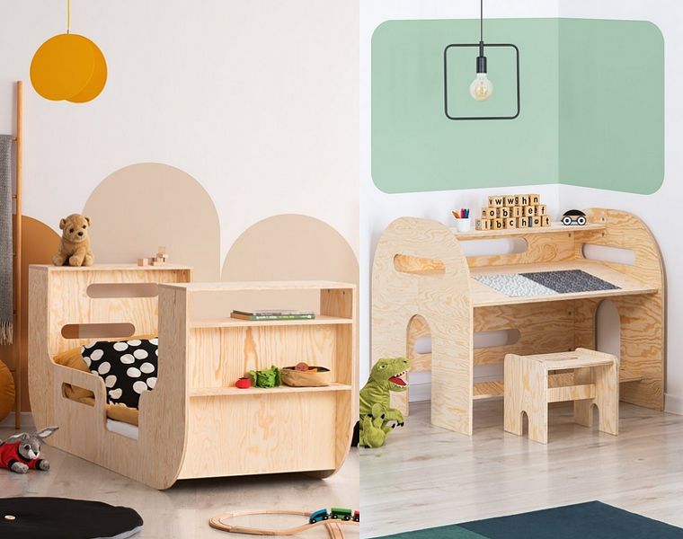 Adeko Kids Studentenzimmer Riko Bett + BRK Schreibtisch mit Stuhl (Größenauswahl von 80x140cm bis 80x200cm)